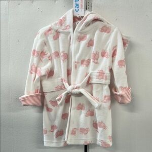 Carter's Cozy Pink and White Elephant Pajama Robe